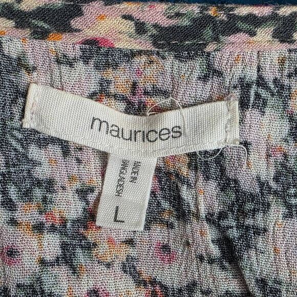 Maurices L Pink Floral 3/4 Sleeve Boho Peasant Blouse - Picture 6 of 8